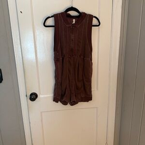Anthropologie Daily Practice Canyon Zip up Romper Size Small